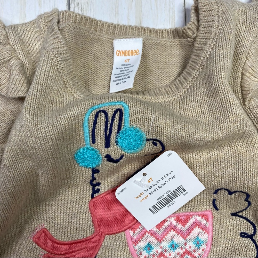 Gymboree Tan Llama Skating Embroidered Sweater Dress - Picture 3 of 4